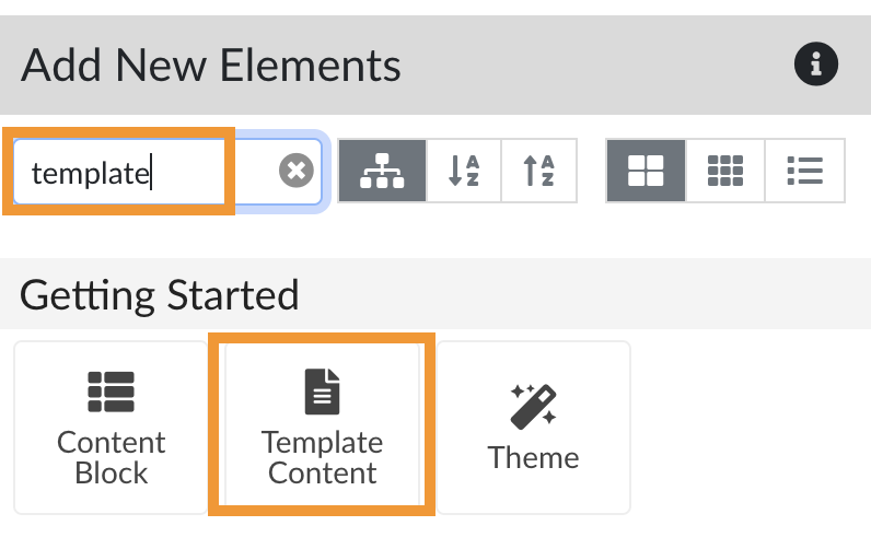 type template into the search bar and choose template content